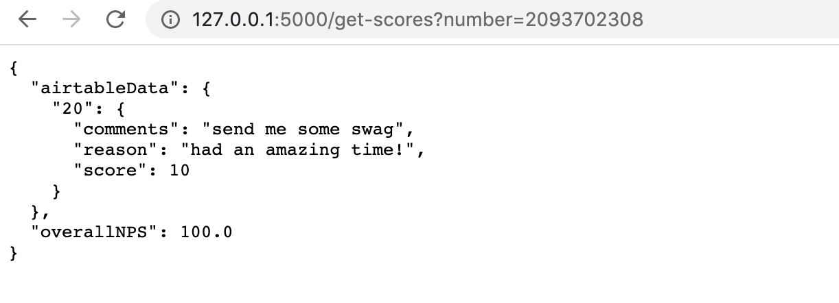 JSON response from Airtable NPS calculation