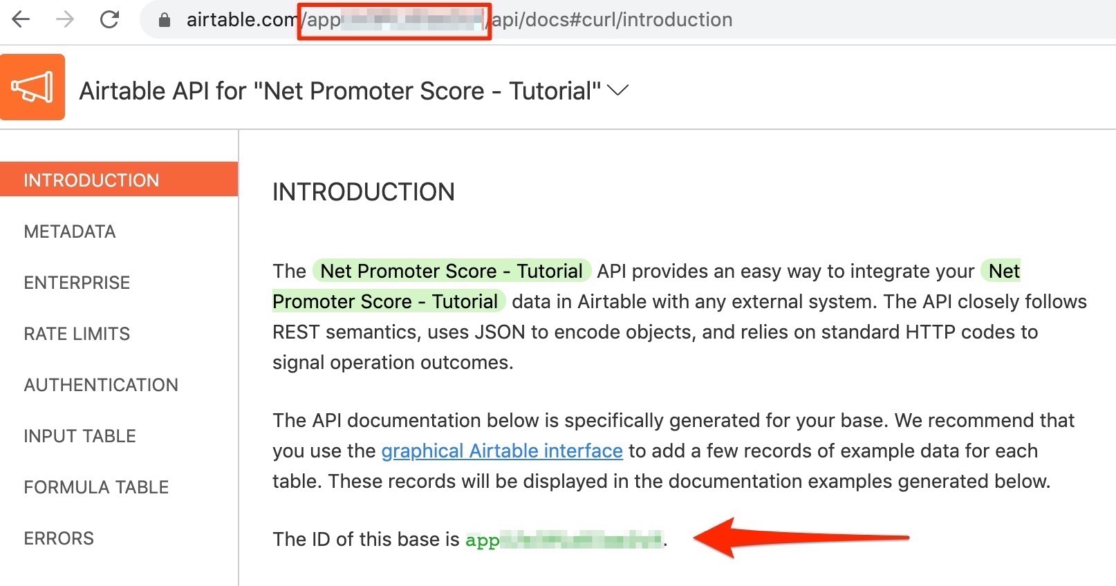 Where to find the Airtable Base ID