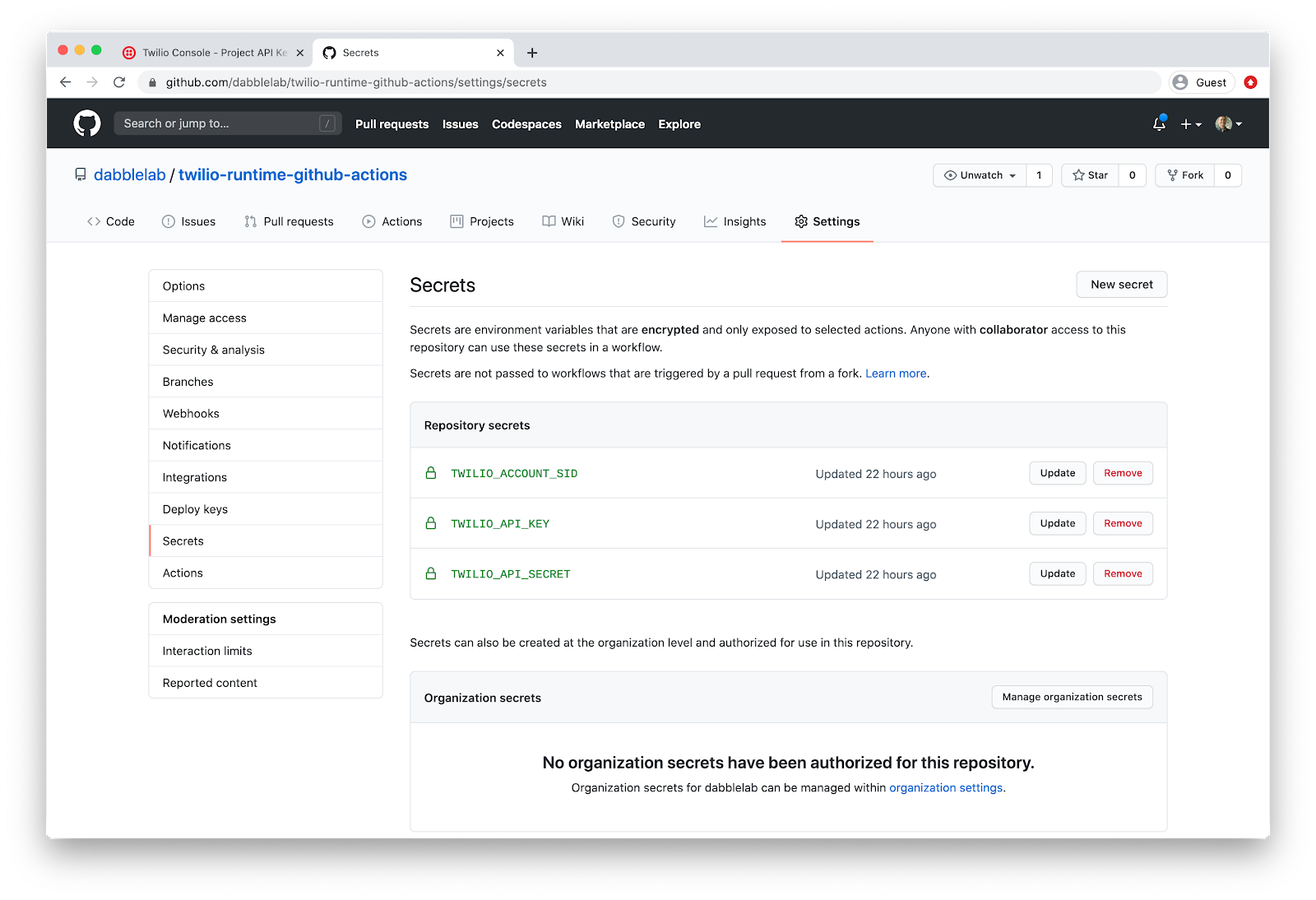 Setup GitHub Secrets