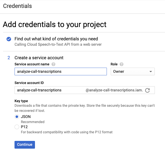 credentials do you need GCP