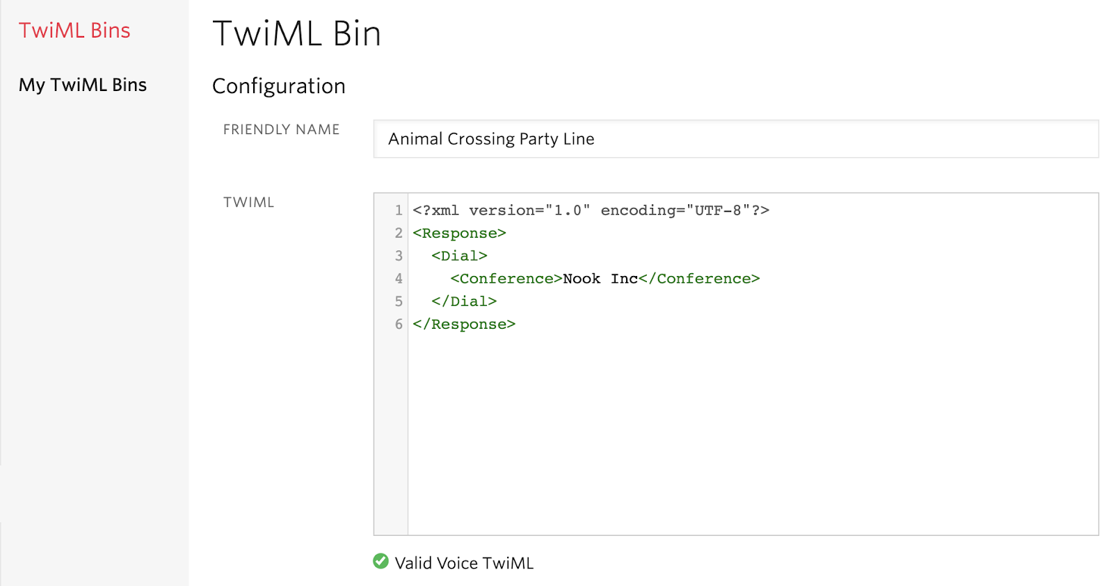 TwiML bin