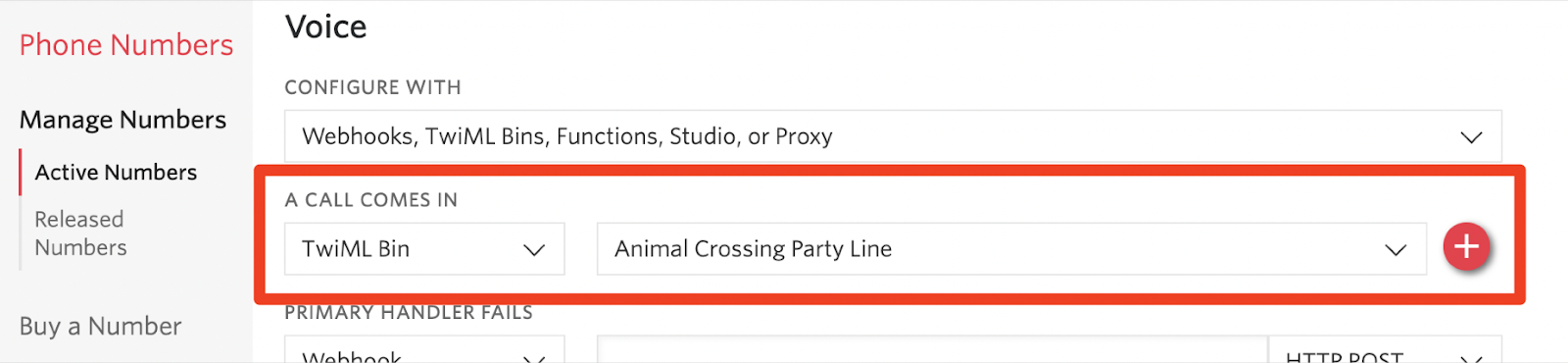 Connect TwiML bin to Phone Number