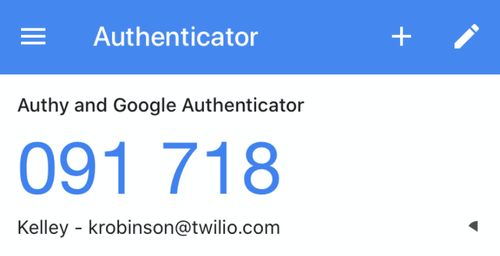 Token adicionado ao Google Authenticator