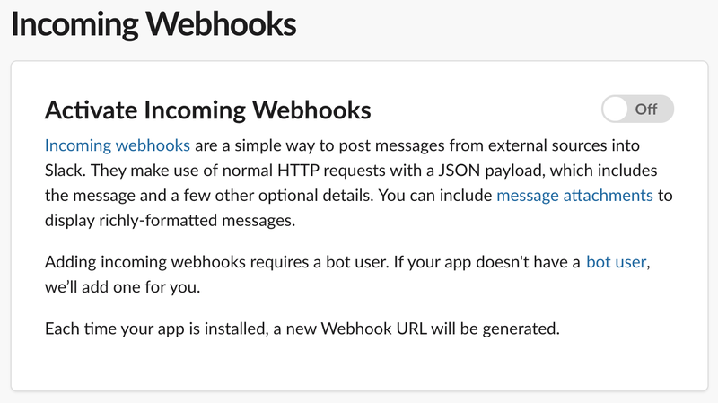 Option Activate Incoming Webhooks (Activer les WebHooks entrants)
