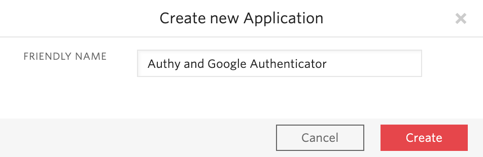 create a new authy application
