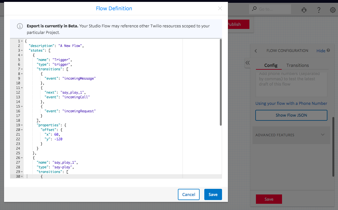 "Hello world" JSON definition