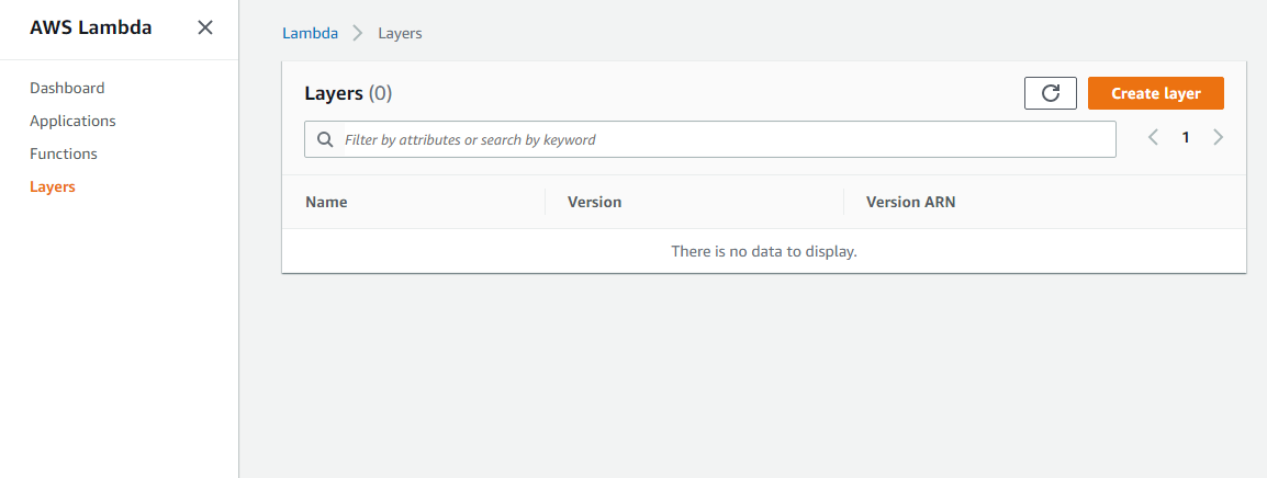 Lambda layers screenshot