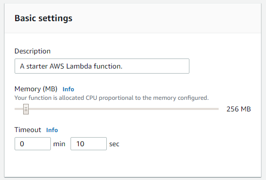 Allocating memory to the Lambda function