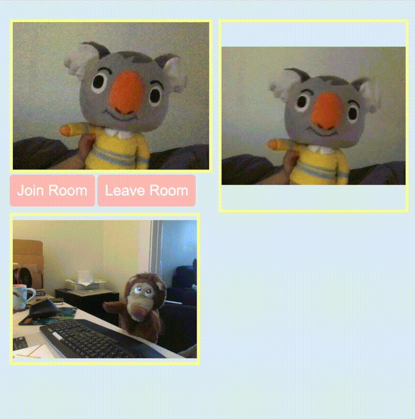 gif of Ozzie from Animal Crossing with other stuffed animals on a Twilio Video call