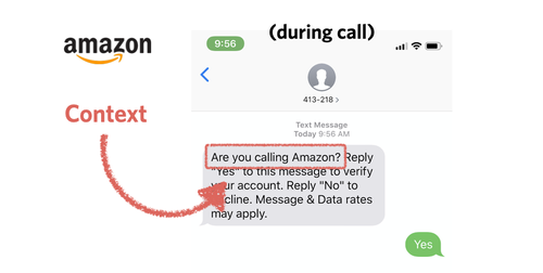 vérification sms amazon pendant l'appel