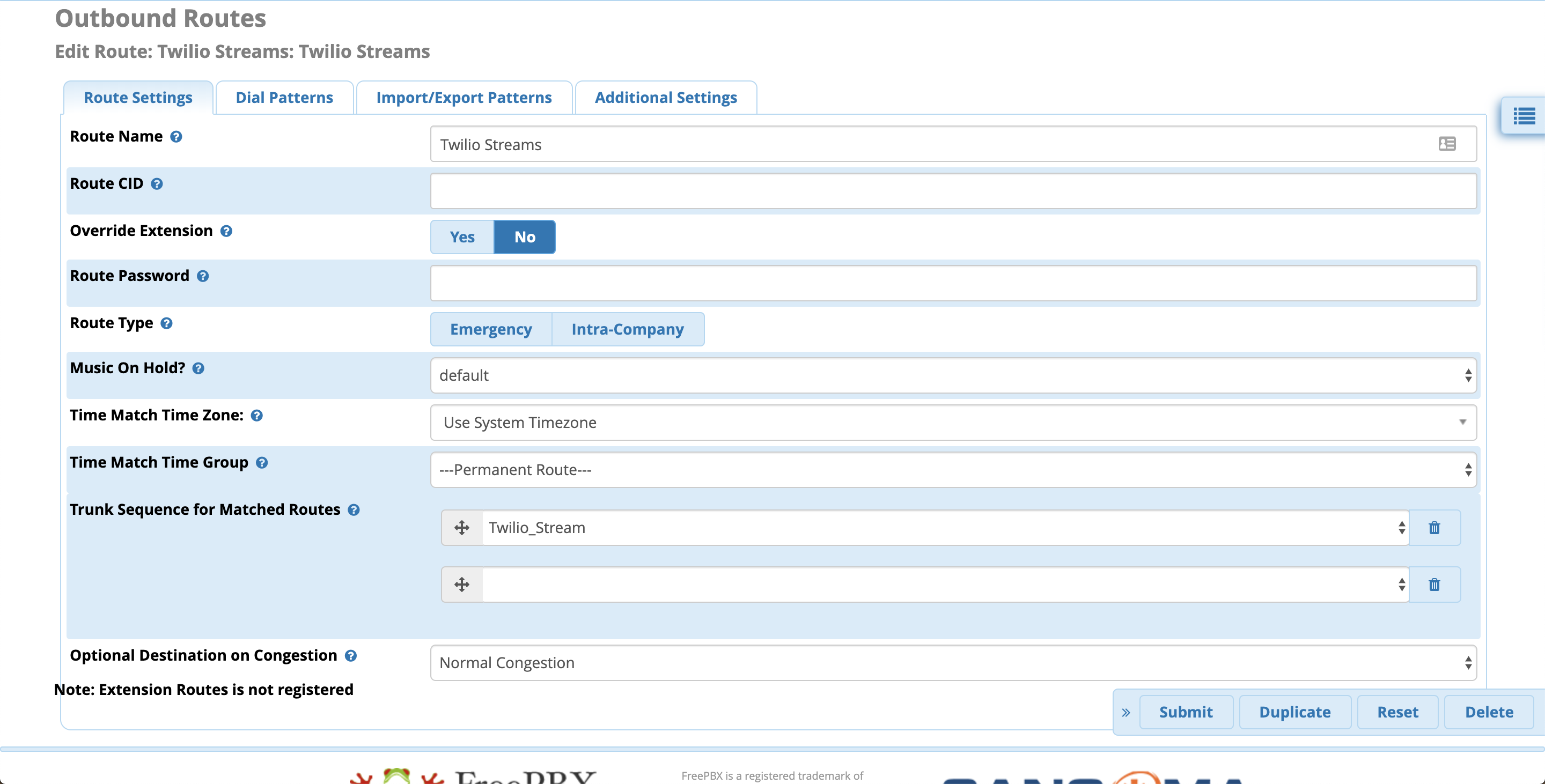 Outbound Route FreePBX