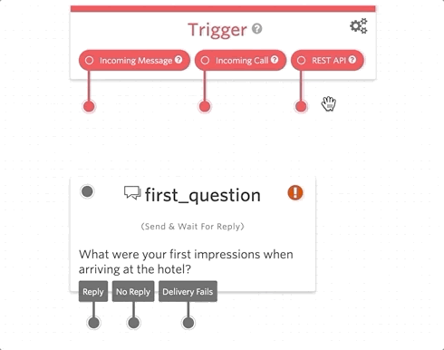 Connecting the REST API Trigger to the first question widget