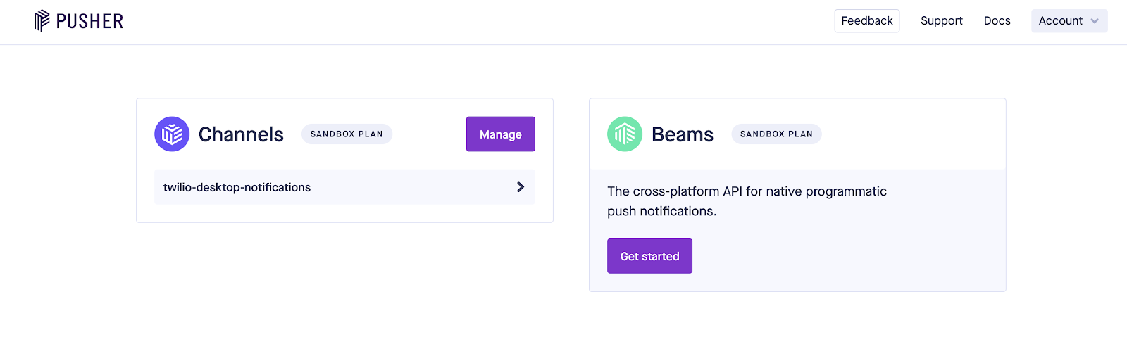 Pusher dashboard