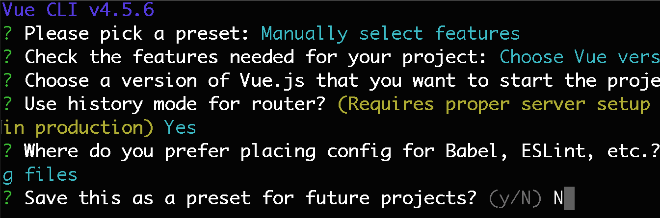 Save as preset - Vue CLI