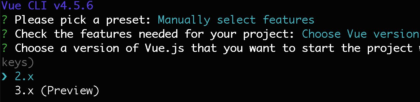 Choose Vue.js version - Vue CLI