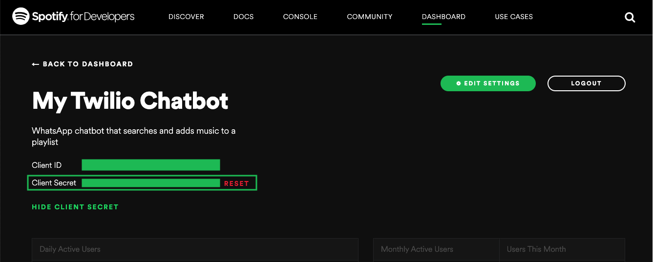 Spotify client secret