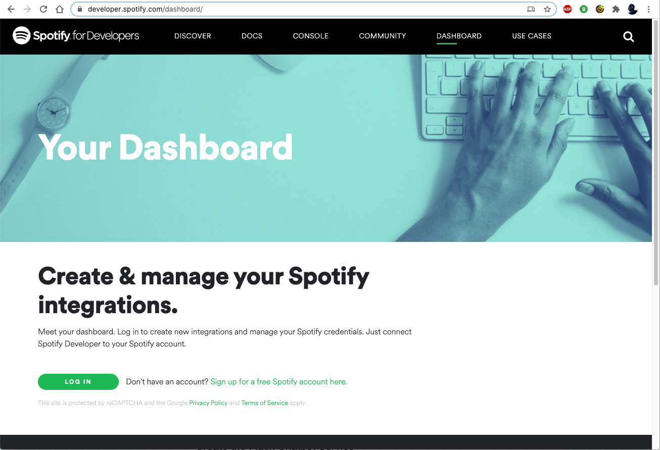 Spotify developer dashboard