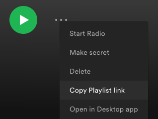 Copy Spotify playlist link