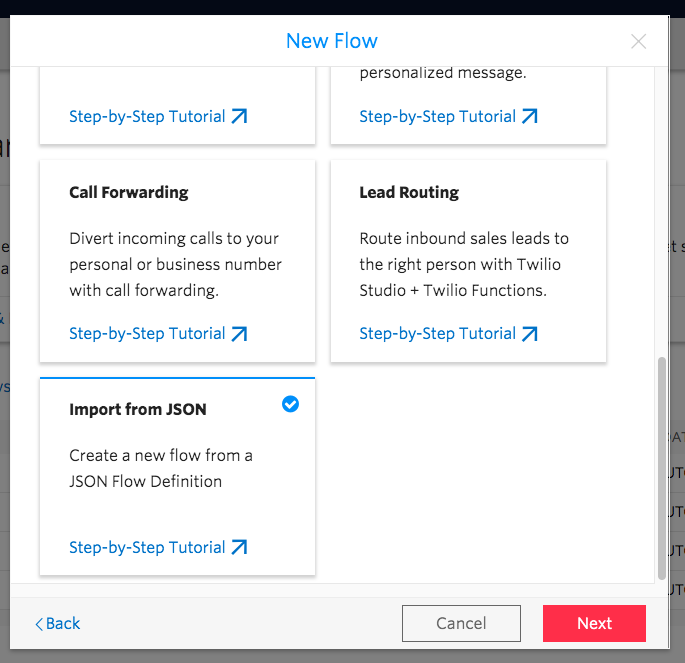 Import JSON flow for Studio