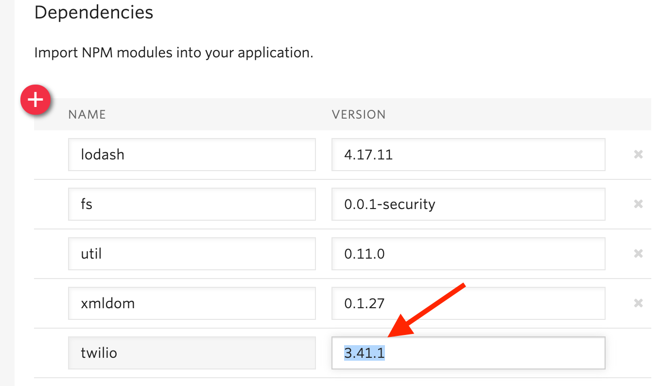 twilio dependency in Functions