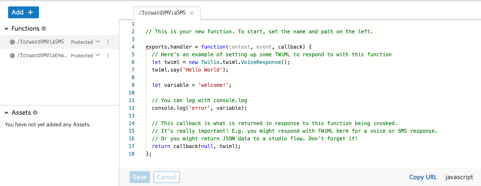 Function path for forward via SMS