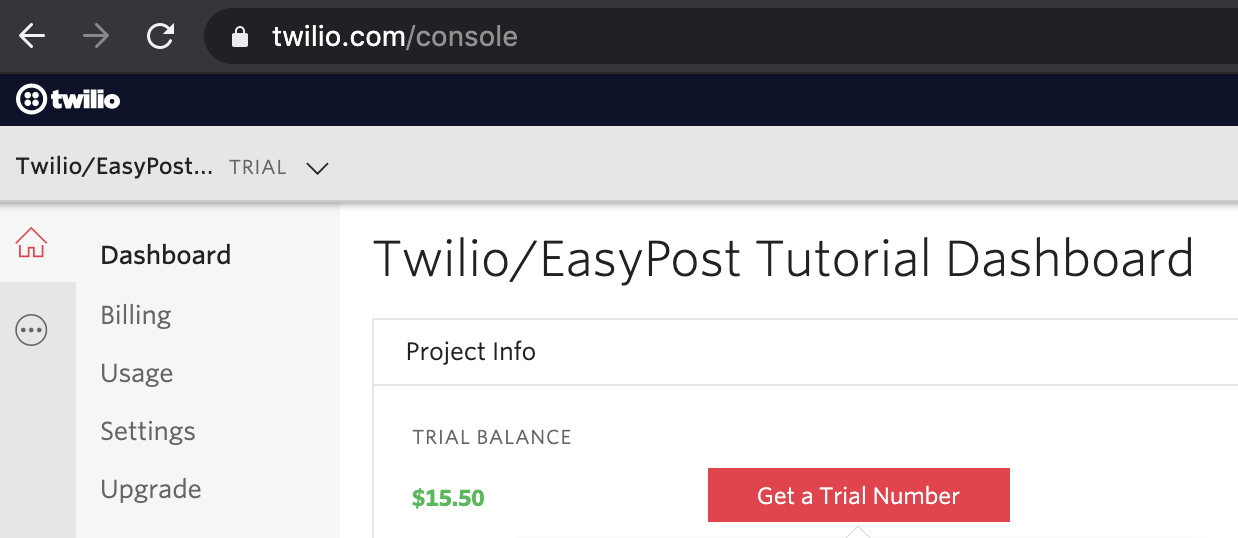 get a twilio trial number