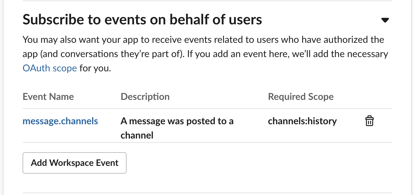 slack event subscriptions