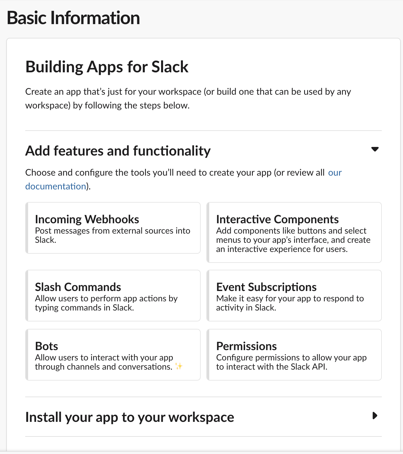 slack app configuration