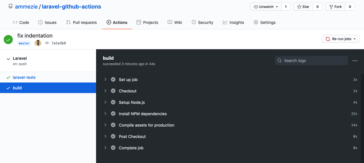 GitHub actions build record