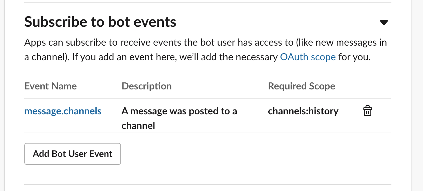 Subscribing to new bot events