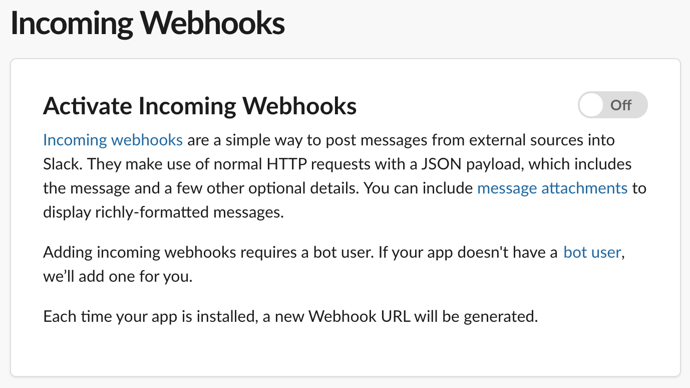 Activate Incoming Webhooks option