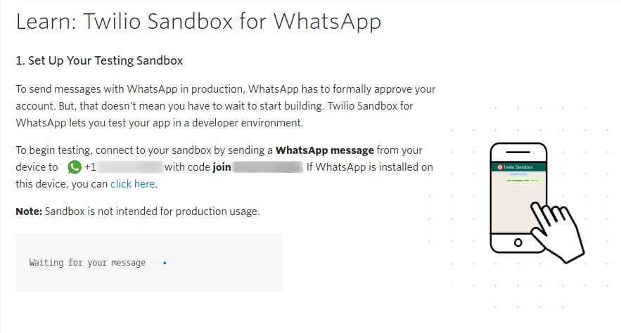 Whatsapp Sandbox Activation Screen