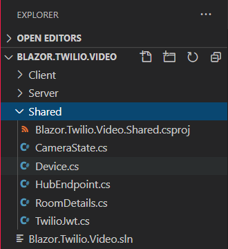 Visual Studio Code screenshot 2: Shared project after adding