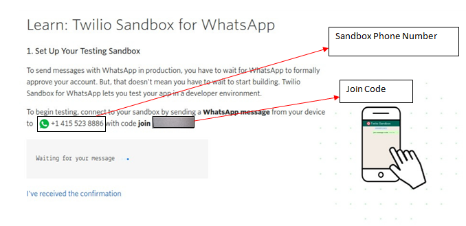 WhatsApp sandbox registration