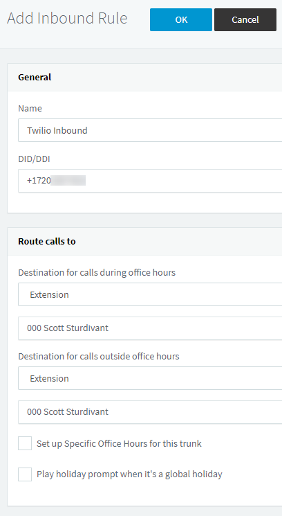 3cx add inbound rule