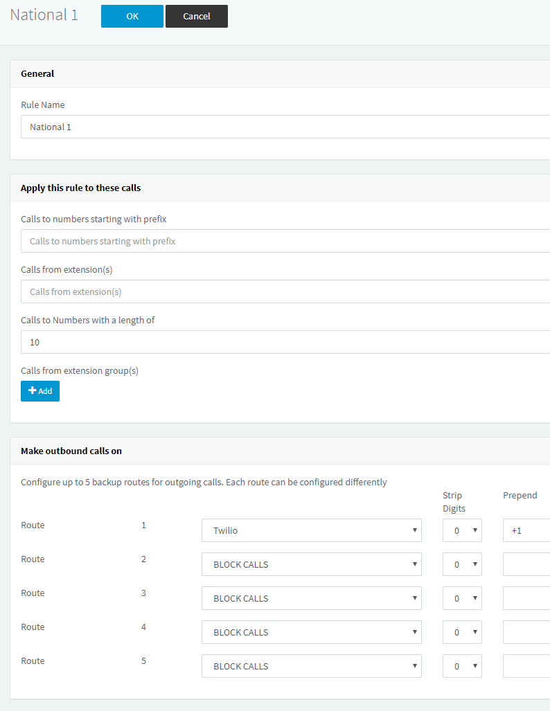 3cx add outbound rule