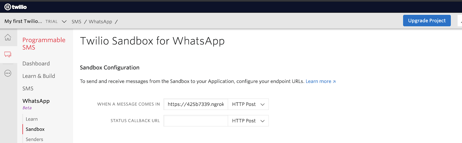 Twilio Sandbox for WhatsApp