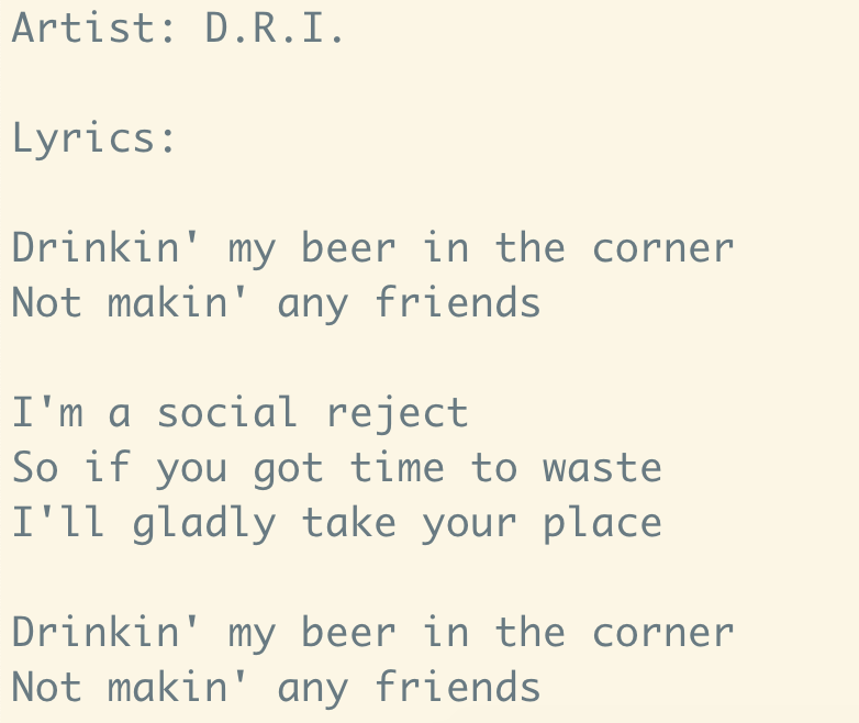 Computer-generated D.R.I. song