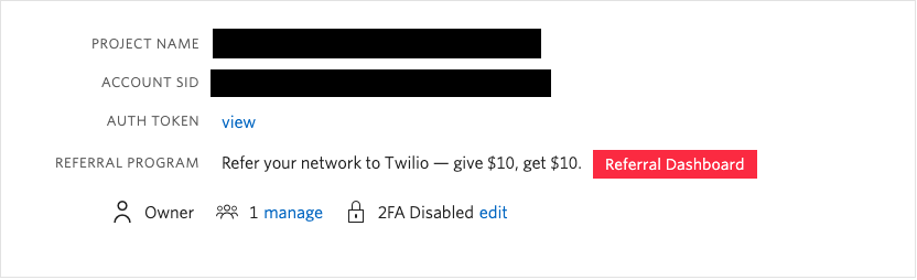 twilio account credentials