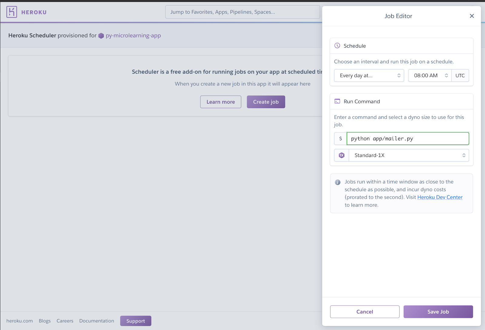 configure heroku scheduler