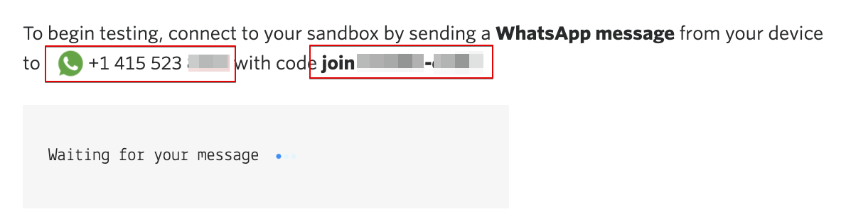 Attivazione Sandbox di WhatsApp