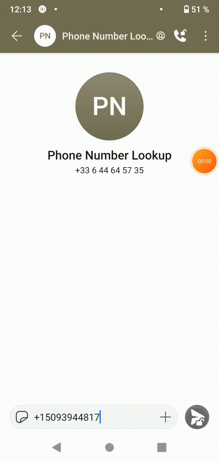 Testing our phone number lookup on a mobile phone