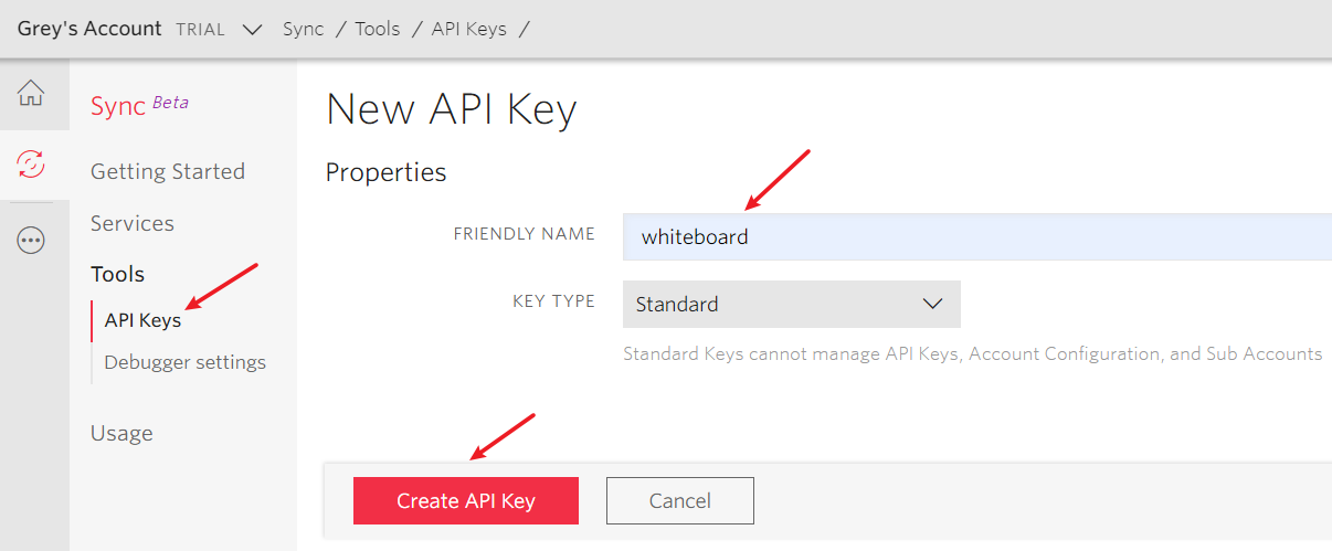 Create API key