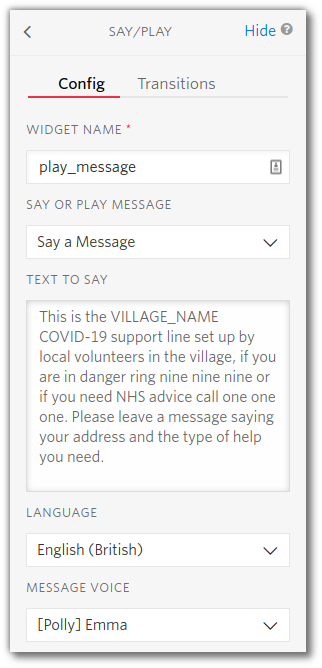 Screenshot of the "Send Message" widget