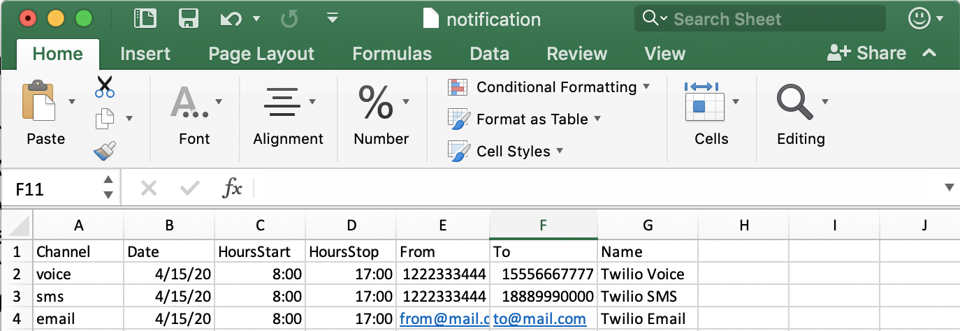 Excel example of customer list