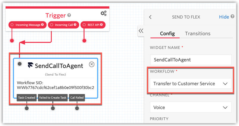 Transition a call to the Customer Service Workflow