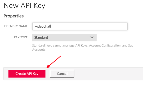 Adicionar uma nova API Key (chave de API)