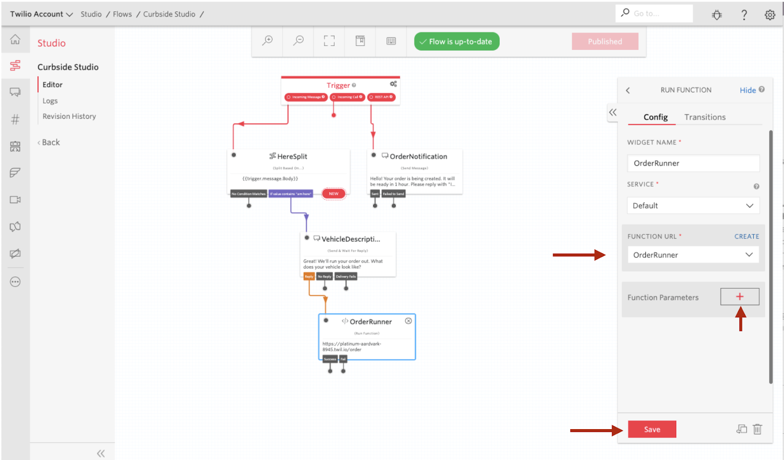 Adding a parameter to Twilio Studio Function calls