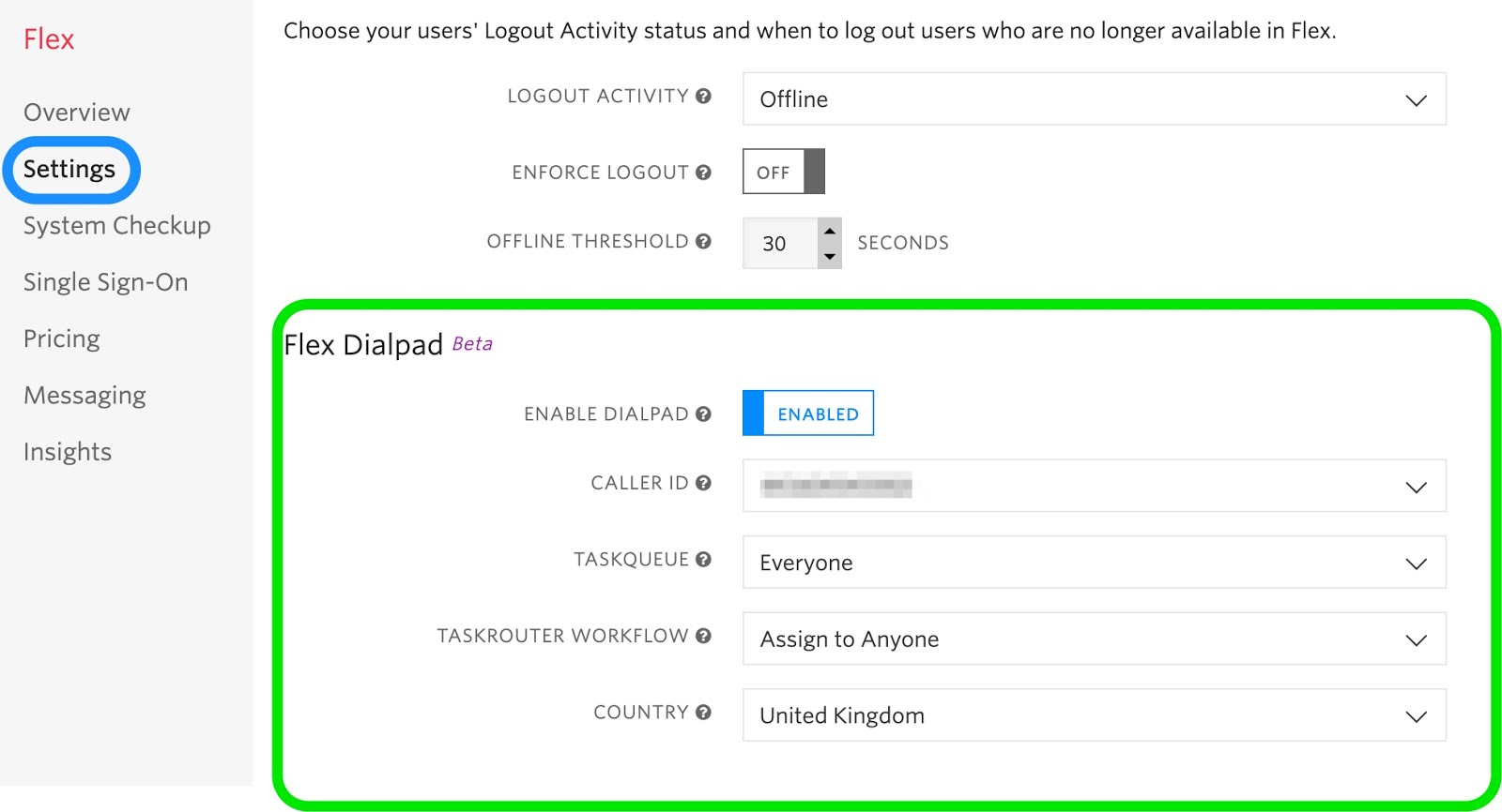 Enable the Flex Dialpad in your account