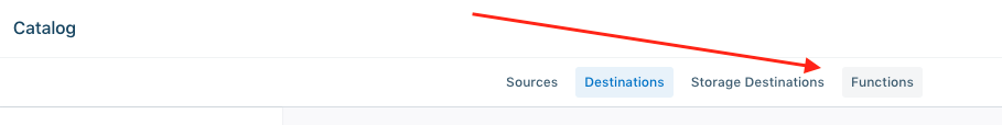 Functions tab in the Segment catalog